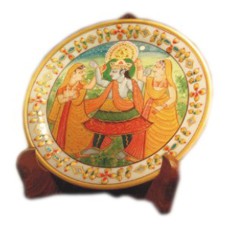 Decorative Marble Plate / Thali With Wooden Stand